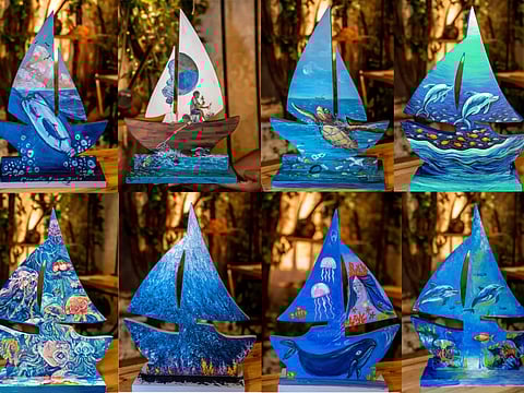 The wooden dhow panels were used as voices from the ocean urging us to protect the blue heart of our planet.