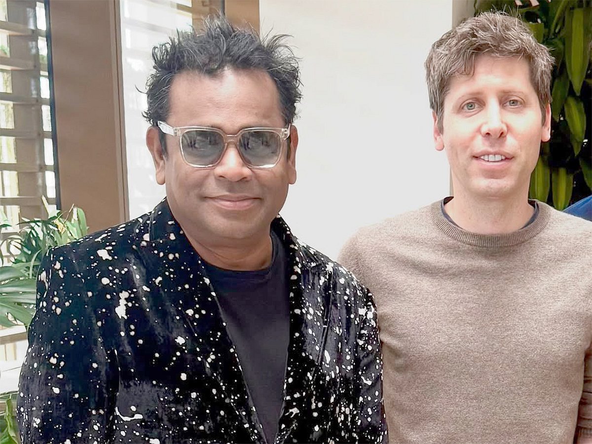 AR Rahman (left) with Sam Altman, CEO of OpenAI.