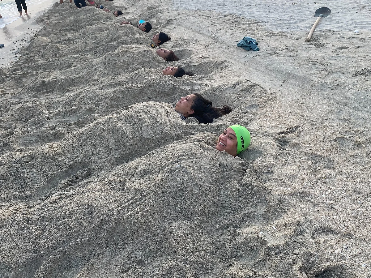 Some of the Sharjah Goans during a recent  mud bath session.