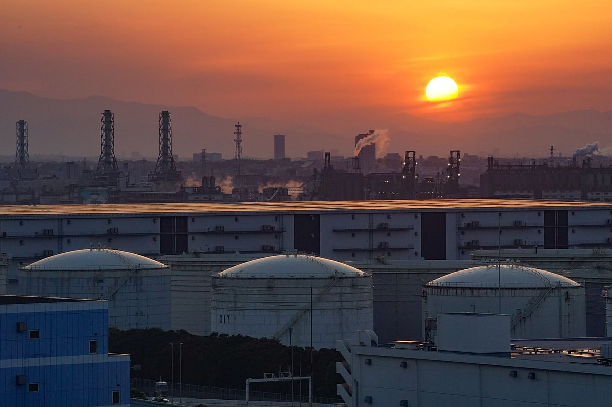 Oil tanks in Keihin Industrial Area as Saudi Arabia hikes oil prices to Asia.