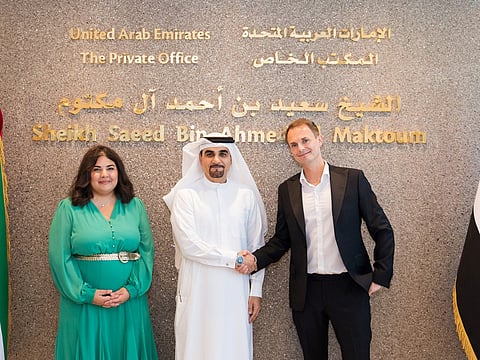 From left: Arwa Cherif, Head of Middle East, Spain & Latam at Ibexa; Hisham Al Gurg, CEO of Seed Group and The Private Office of Sheikh Saeed bin Ahmed Al Maktoum; Bertrand Maugain, CEO of Ibexa
