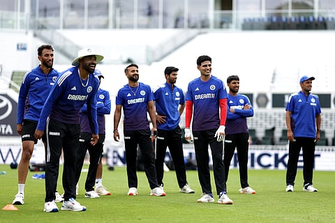 Indian team members during a fielding practice session on the eve of the fifth and final Test against England at The Oval on Wednesday.