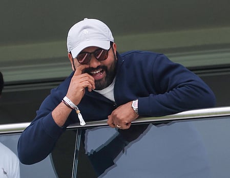 Rohit Sharma makes an appearance during day three’s play at The Oval