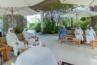 Mohammed bin Rashid meets with Mansour bin Zayed at Al Marmoom