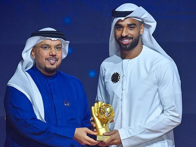 Hamad Almeqbaali receives the Golden Glove for Best Goalkeeper.
