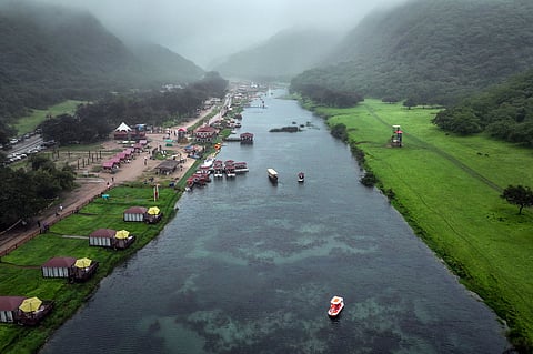 Wadi Darbat lake in the region of Dhofar, near Oman's Salalah city 