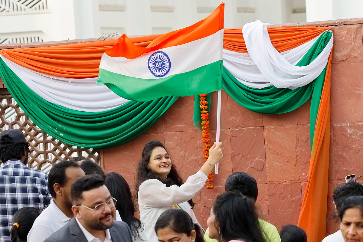 Indian expats celebrating 79th Independence Day at the Indian Consulate in Dubai.  