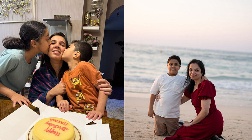 Left: Sarrah Khilawala from Sharjah, a mum of two, and right: Sumit Augustine, a public relations professional with her son. 