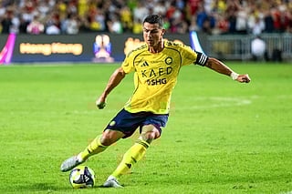 Al-Nassr's Cristiano Ronaldo shoots on goal 