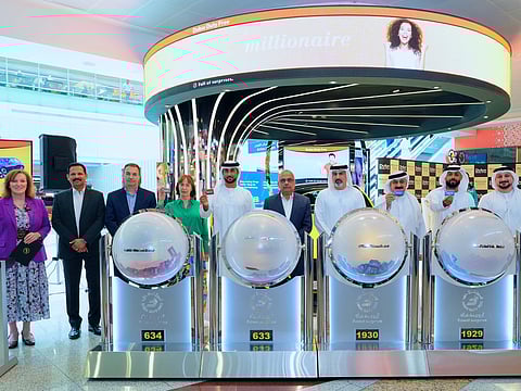 Dubai Duty Free officials at the Finest Surprise draw for luxury vehicles