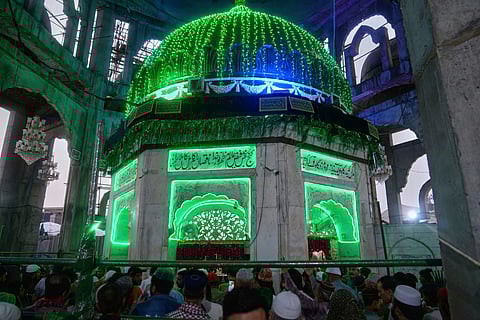 Devotees gather at the shrine of Hazrat Ali Hajveri, popularly known as Data Ganj Bakhsh, in Lahore, Pakistan, to mark the three-day annual festival, or Urs, celebrating the life of the revered mystic and scholar. Drumming, dancing, and dazzling lights bring the centuries-old tradition of honoring Sufi saints vividly to life, as pilgrims from across the country join in rituals, prayers, and devotional music, creating a vibrant and spiritual atmosphere that captures both faith and festivity.