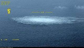 Damaged Nord Stream II Baltic Pipeline Leaks Gas Into the sea.