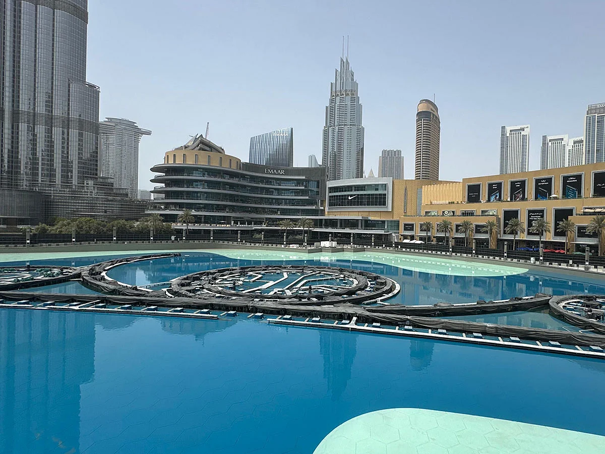 Dubai Mall fountain renovation work in progress