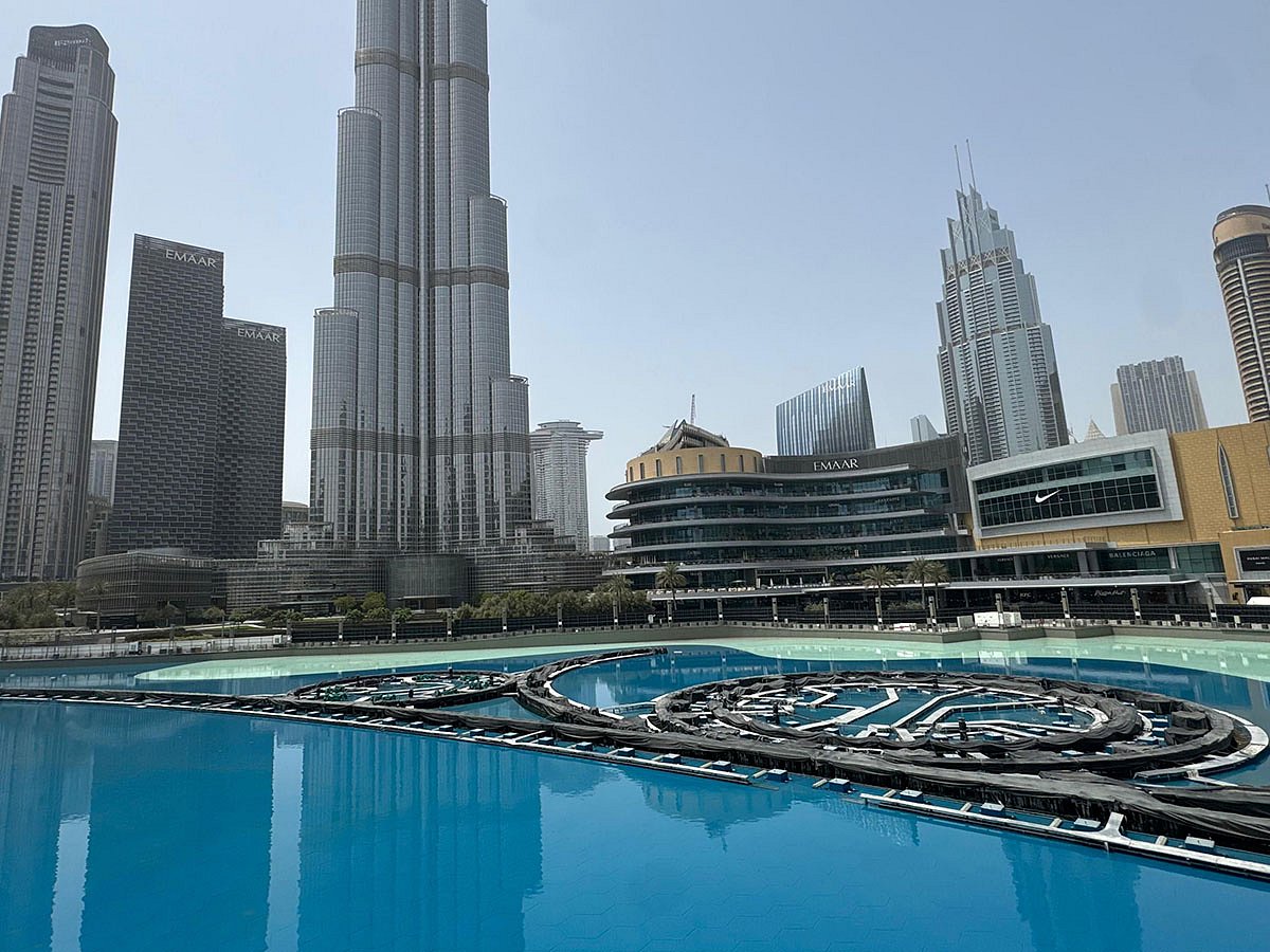 Dubai Mall fountain renovation work in progress