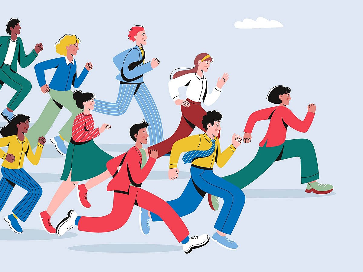 People running to success
