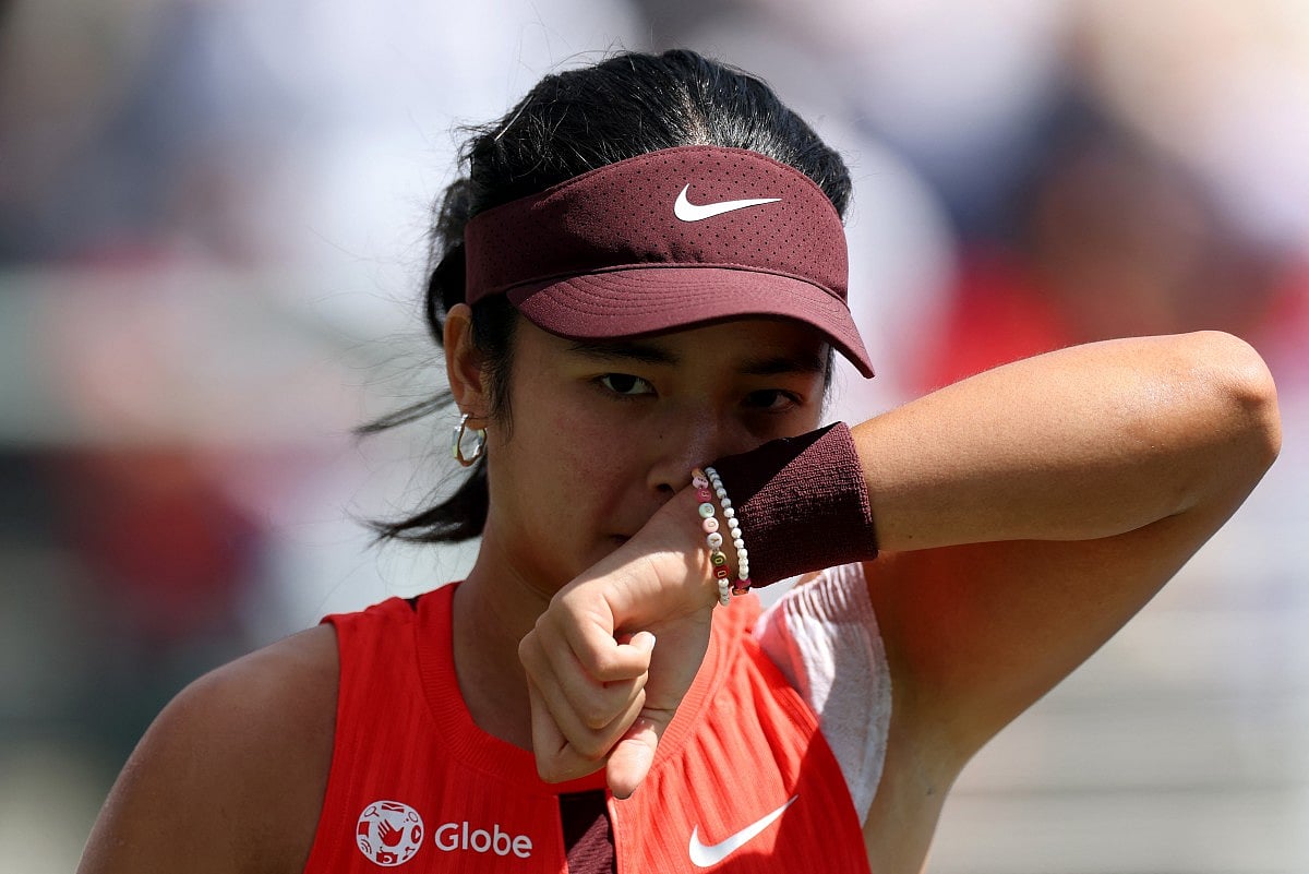 Alexandra Eala of the Philippines reacts against Cristina Bucsa of Spain during their second round match at the US Open on Wednesday.