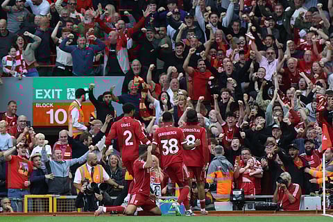 Dominik Szoboszlai's stunning free-kick gave Liverpool first blood against Arsenal with a 1-0 win in Sunday's battle between the Premier League title favourites.