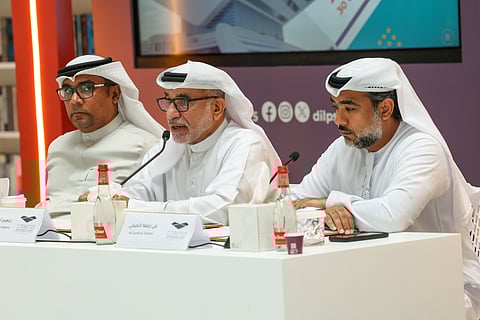 (from left) Jamal Al Shehhi, Member Supreme Committee, Ibrahim Al Hashmi, Chairman of the Supreme Committee MBRL and fellow committee member Ali Al Tamimi announcing the details of the second edition of the Dubai International Library and Publishing Summit 2025.