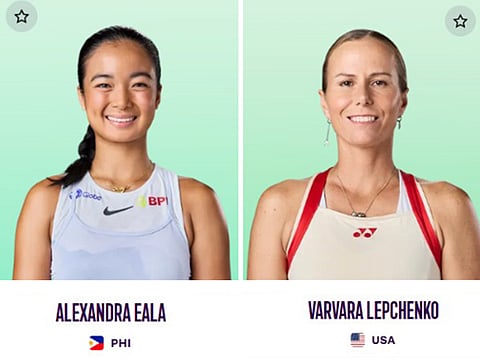 Eala is set for her first-ever showdown with American veteran Varvara Lepchenko.