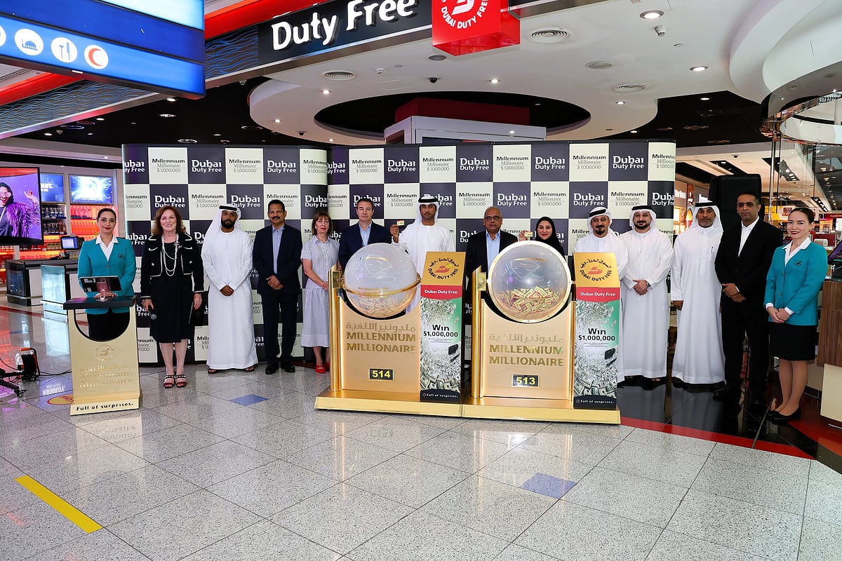 Officials at the Dubai Duty Free Millennium Millionaire draw held on Wednesday at Concourse A of Dubai International Airport.
