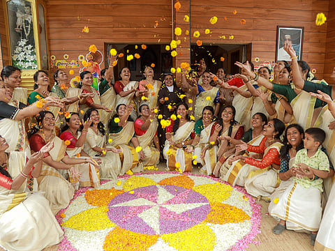 Teachers in Kochi celebrate Onam with floral decorations and cultural festivities, marking Kerala’s harvest festival that honours King Mahabali and the spirit of unity. The annual celebration, which honours the legendary King Mahabali and the spirit of unity, once again brought together people of all ages and backgrounds.