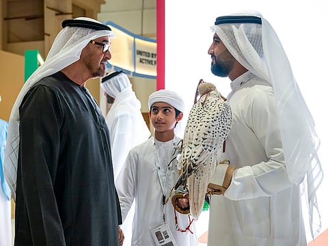 President His Highness Sheikh Mohamed bin Zayed Al Nahyan tours Abu Dhabi International Hunting and Equestrian Exhibition (ADIHEX) 2025 at ADNEC. 