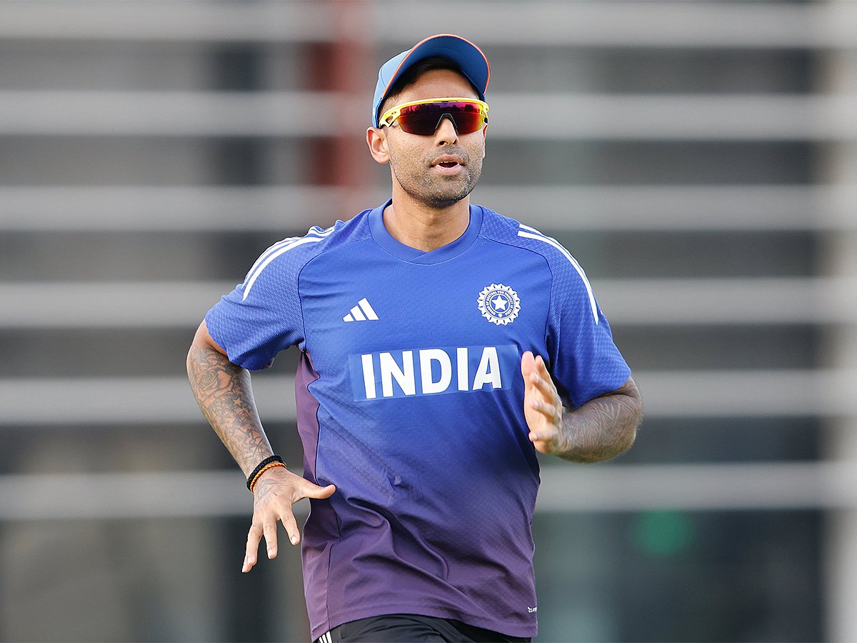 India skipper Suryakumar Yadav is seen during the training session in Dubai. 