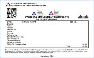 Immigration clarifies OEC requirements for OFWs