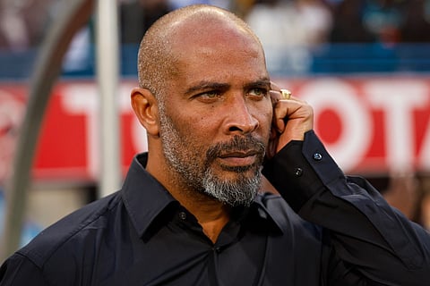 Nigeria's coach Eric Chelle gestures ahead of the FIFA World Cup 2026 Africa qualifiers group C match between South Africa and Nigeria