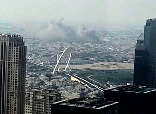 Smoke rises from an explosion, allegedly caused by an Israeli strike, in Doha, Qatar, on Tuesday, Sept. 9, 2025.