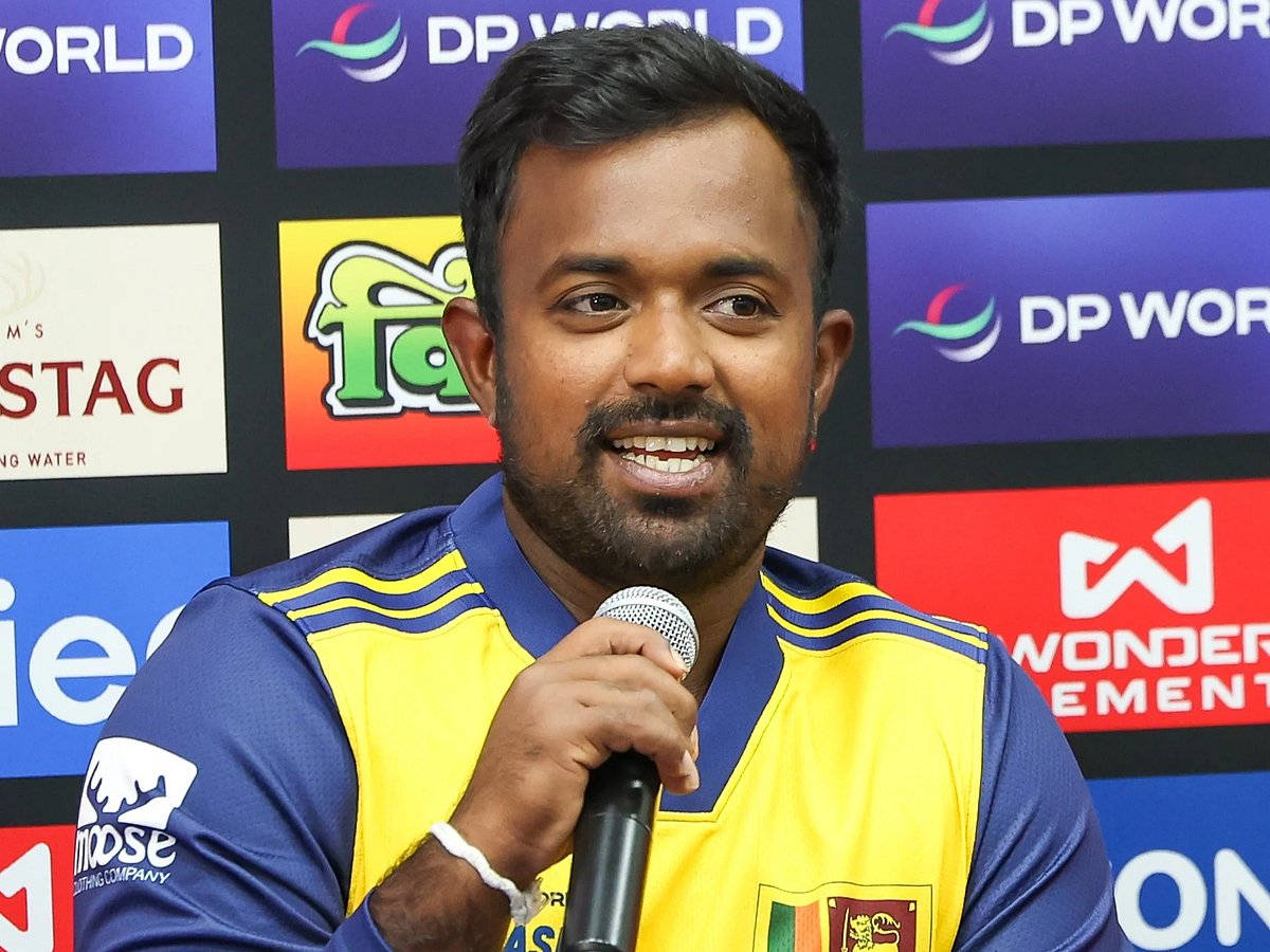Sri Lanka captain Charith Asalanka talks during the Asia Cup 2025  captain’s press conference.