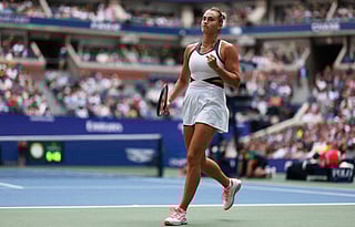 Aryna Sabalenka in action at the US Open in New York City in August.