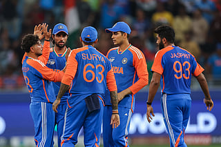 India's Kuldeep Yadav celebrate after taking the wicket of UAE batsman Harshit Kaushik during their DP World Asia Cup match at Dubai International cricket stadium on Wednesday. Photo: Virendra Saklani/Gulf News