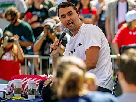 Manhunt underway for Charlie Kirk assassin.