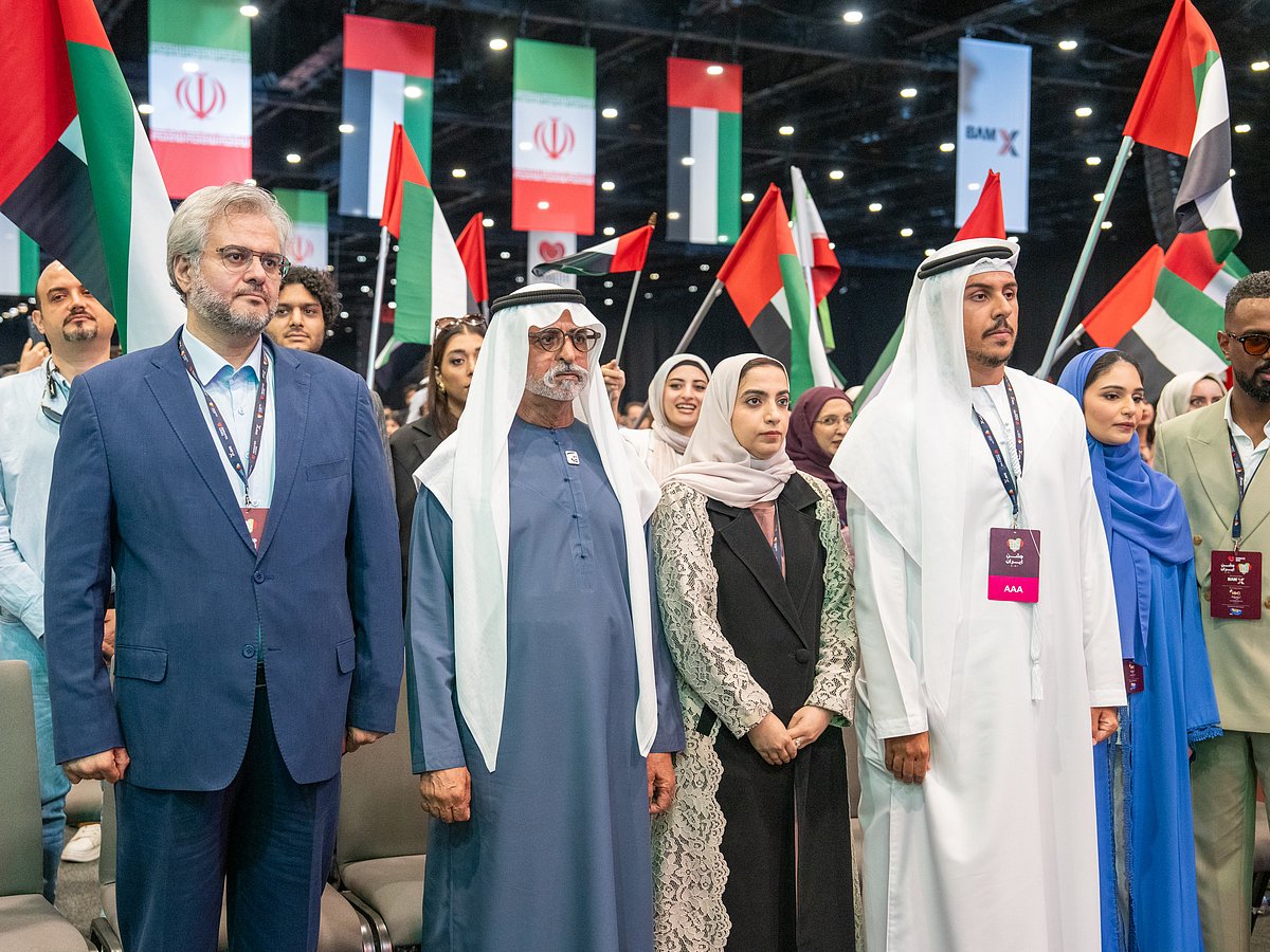 Alireza Mahmoudi, Sheikh Nahyan bin Mubarak Al Nahyan, Rashed Al Tamimi and other guests at the first Iran Fest in Dubai on Saturday. 