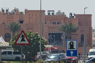 The damaged  building after an Israeli strike targeted a compound that hosted Hamas leaders in Doha.