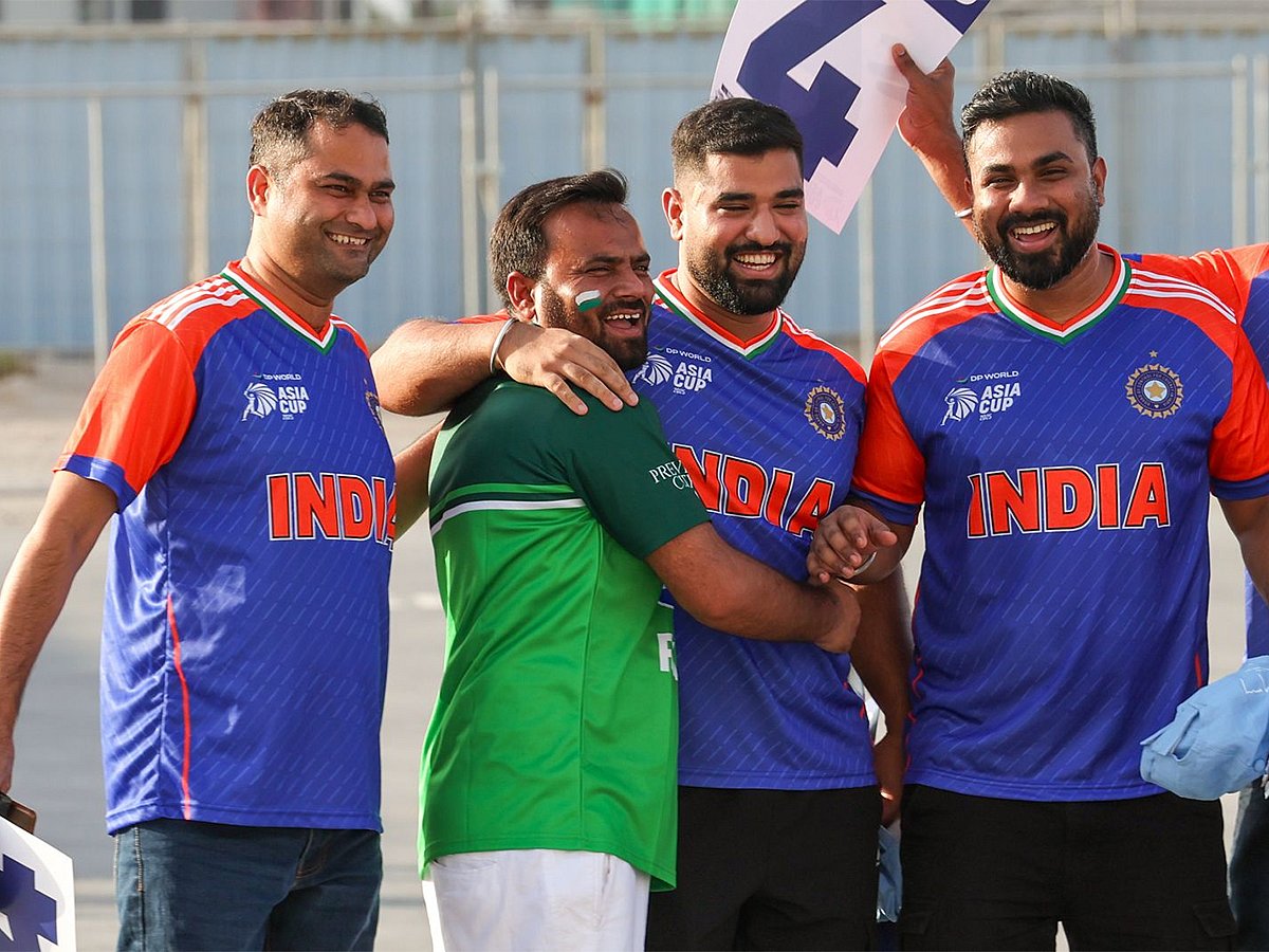 Fans arrive for big India vs Pakistan clash in the DP World Asia Cup match at Dubai International cricket stadium on Sunday. 