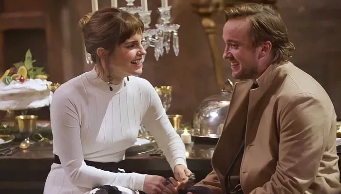 Tom Felton played the role of Draco Malfoy in the films, and Emma Watson played Hermione. 