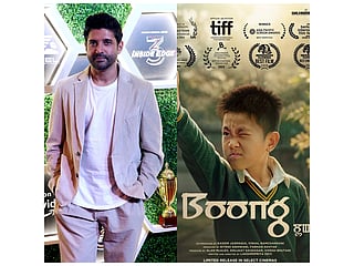 Farhan Akhtar (Photo: ANI) and Boong poster (Photo: Instagram/@excelmovies)