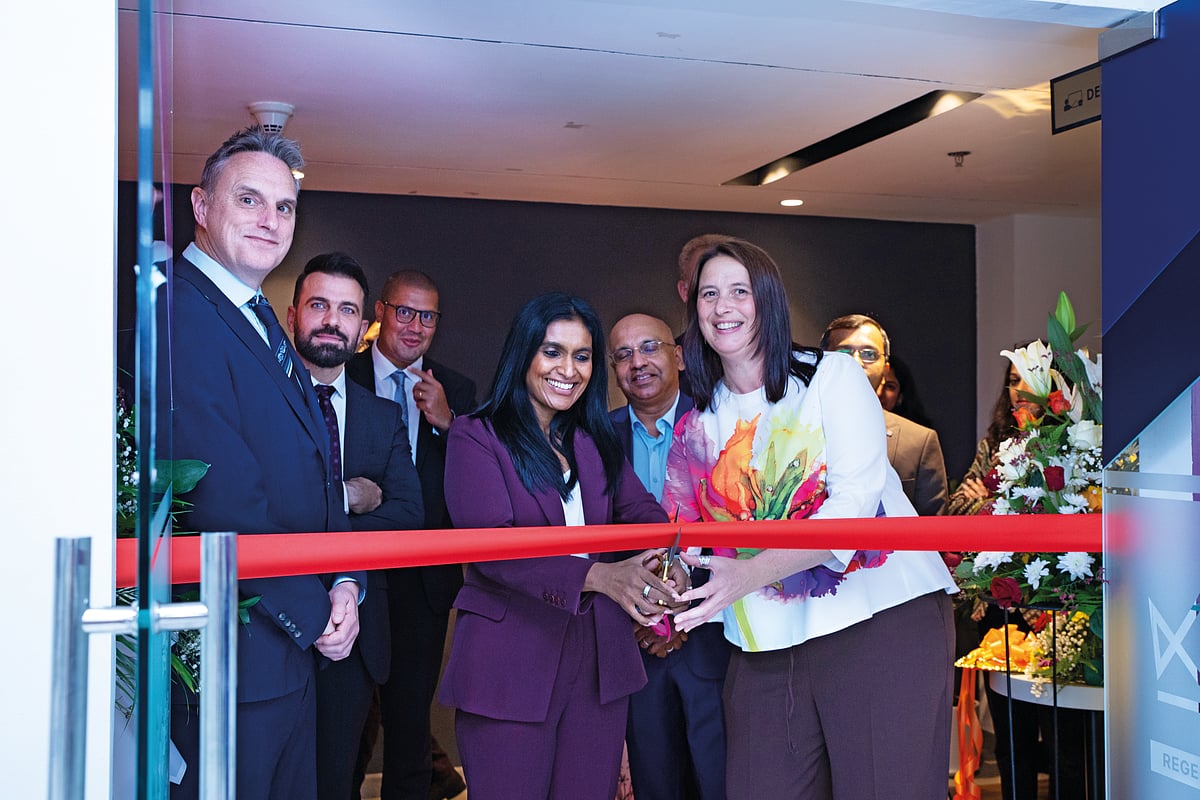 Tharshiny Pankaj, Joint CEO, Regent College London, and Mary Wade, Executive Vice President – UK Education, INTO Global, launch the University Study Centre at the Regent College London, Dubai campus in the presence of senior management and staff
