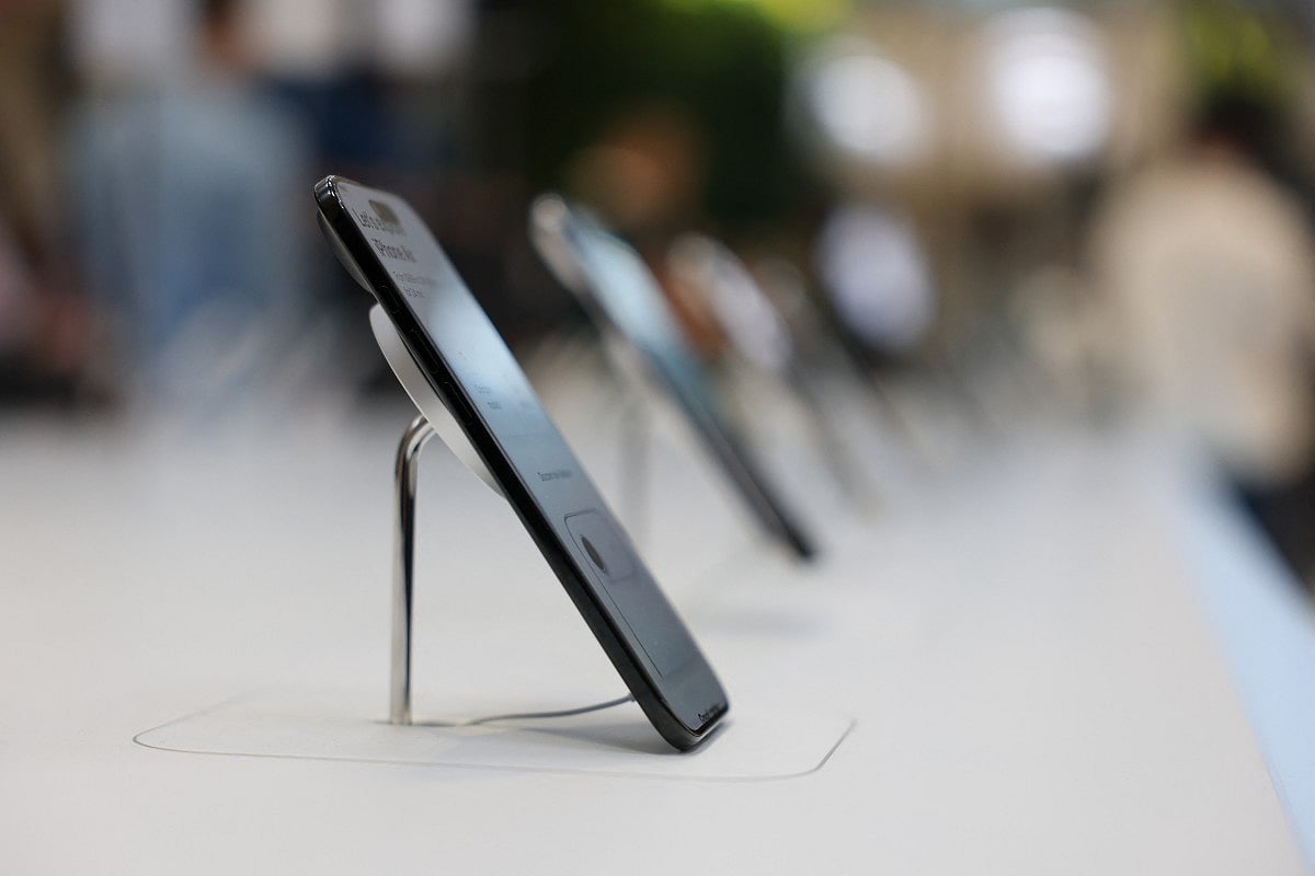 New Apple iPhone 17 models, including the iPhone Air, are displayed at the Apple Store in New York on September 19, 2025.