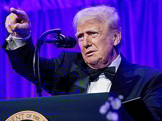 President Donald Trump speaks during the American Cornerstone Institute's Founder's Dinner at George Washington's Mount Vernon estate in Mount Vernon, Virginia, on Saturday, September 20, 2025. 