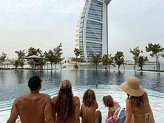 Kate and Rio Ferdinand with their family in Dubai