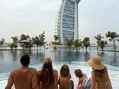 Kate and Rio Ferdinand with their family in Dubai