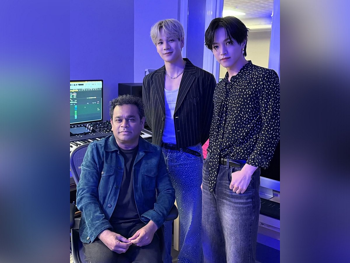 AR Rahman, JO1 members Mame and Shosei (Photo/Instagram@arrahman)