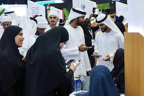Emiratis attend the opening day of the 24th edition of Ru’ya, Careers UAE, a job fair for nationals at Dubai World Trade Centre.