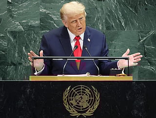 US President Donald Trump delivers remarks to the United Nations General Assembly at the UN headquarters in New York City on September 23, 2025.