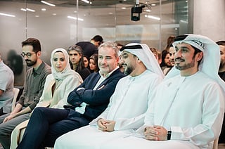 Saeed Al Eter (2nd from right) and other officials during the press conference to announce details of the $1 million AI-film award in Dubai. 
