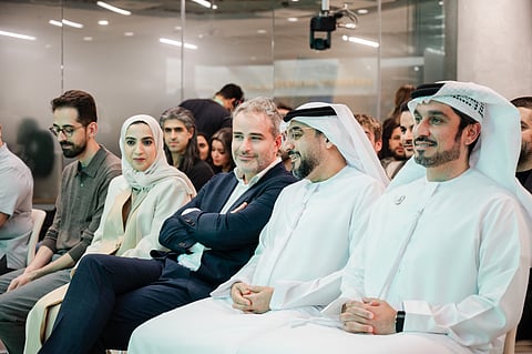 Saeed Al Eter (2nd from right) and other officials during the press conference to announce details of the $1 million AI-film award in Dubai. 