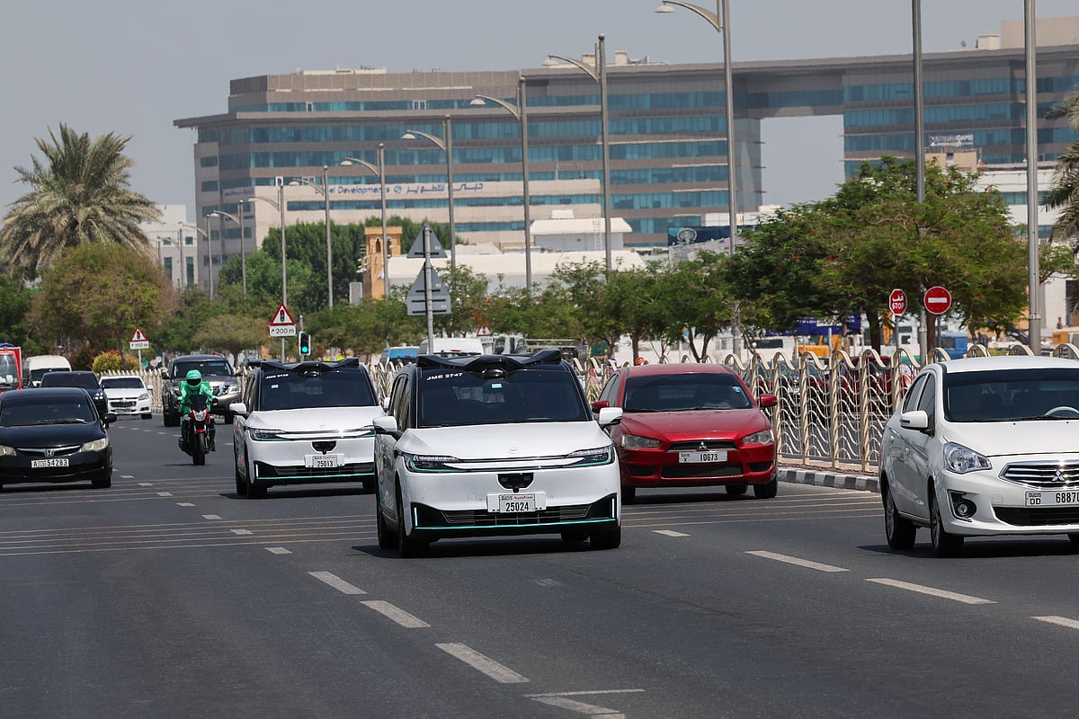 Robotaxi, the driverless autonomous vehicle during a trial run with safety driver at Jumeirah Beach Road in Dubai. Photo: Virendra Saklani/Gulf News